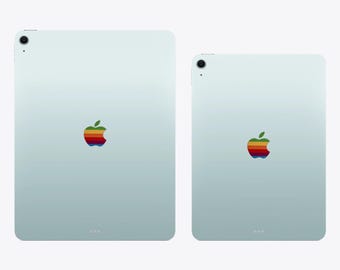 iPad本体 カラフルなAppleロゴ Retro-style Vibrant Rainbow Apple Logo Sticker for iPad or iPad