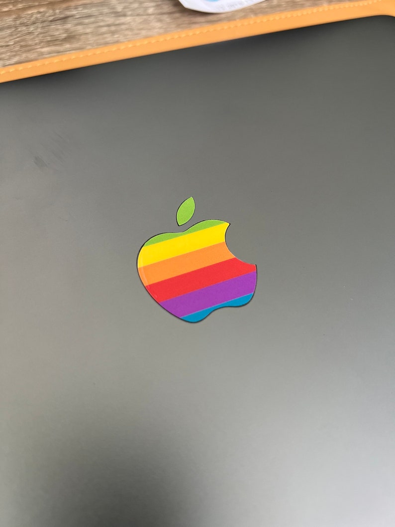 Apple Rainbow 80s' Retro Logo Sticker for MacBook Pro / Air 13 14 15 16 Touch bar M1 M2 M3 Pro Max image 1