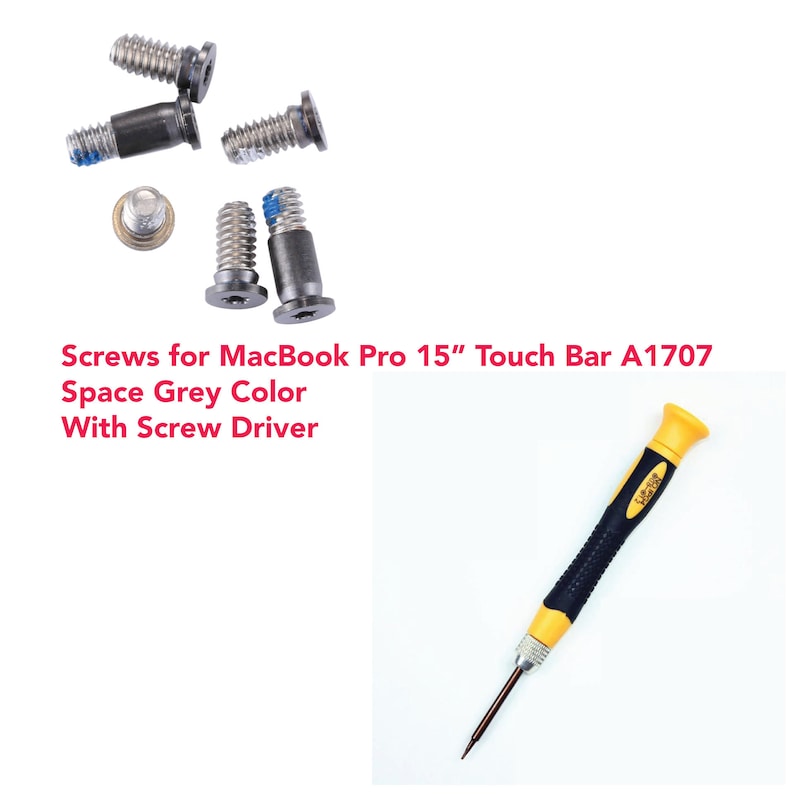 MacBook Pro 15/" Touch Bar Bottom Cover Screws Screwdriver Set A1707 A1990 Silver