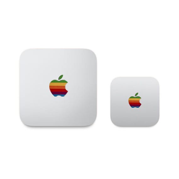 Retro Rainbow Logo Sticker for Apple Mac Mini / Studio, Vintage