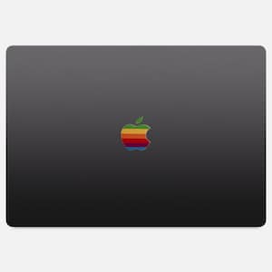 Retro Rainbow Logo Sticker for MacBook : 80s&#39; Style Decal (MacBook Pro / Air 13&quot; 14&quot; 15&quot; 16&quot; 17&quot; Touch bar Intel M1 M2 M3 M4 M5 Pro Max)