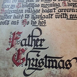 Carta de lujo personalizada de Papá Noel en caligrafía de estilo gótico