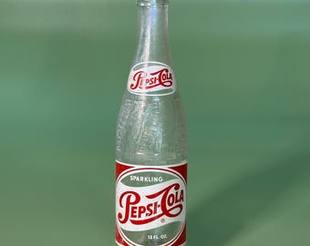Pepsi-cola Bottle – 12 Fl Oz Clear Glass, Retro Logo - Etsy