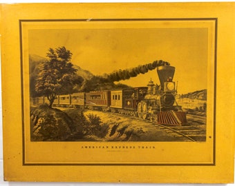 Lithographie de chemin de fer - AMERICAN EXPRESS TRAIN - 1846 - Currier et Ives