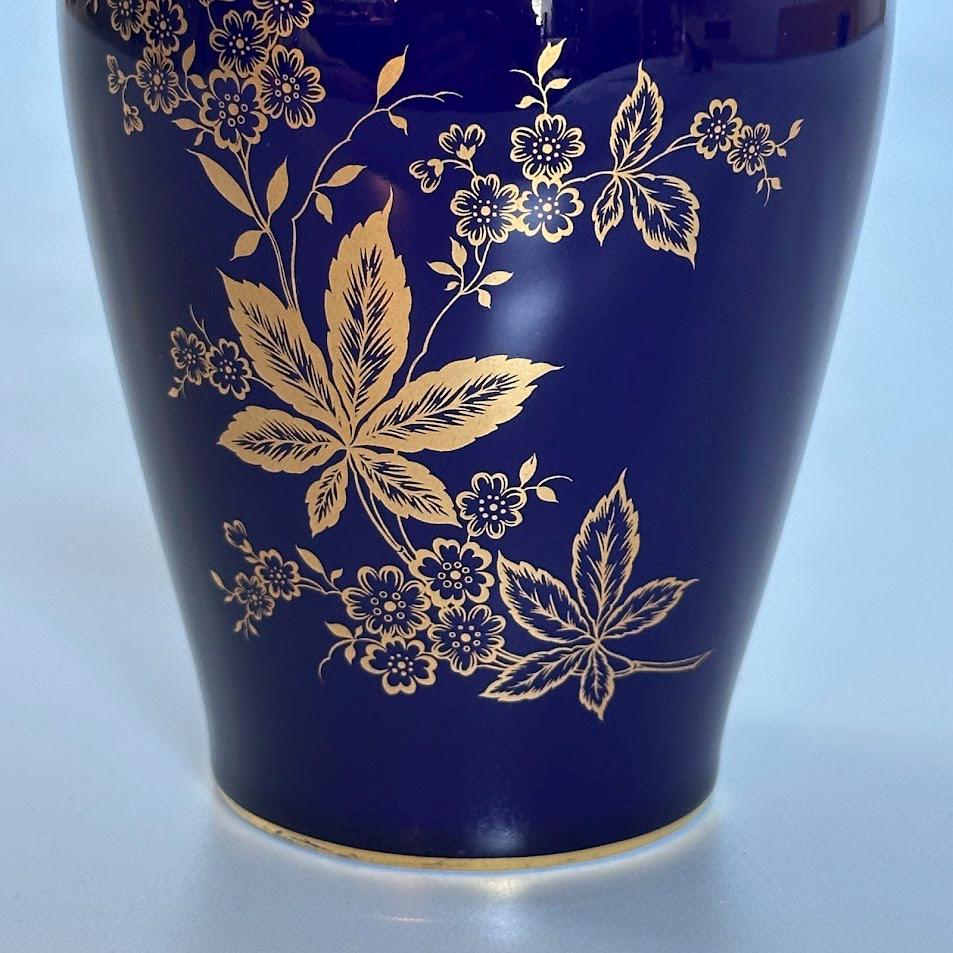 Vintage Lindner Echt Cobalt Vase | Gold Floral Porcelain From