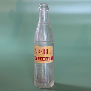 Vintage NEHI Beverages Soda Bottle | 9 oz Embossed Glass Bottle | Mid-Century Pop Bottle | Retro Soda Collectible