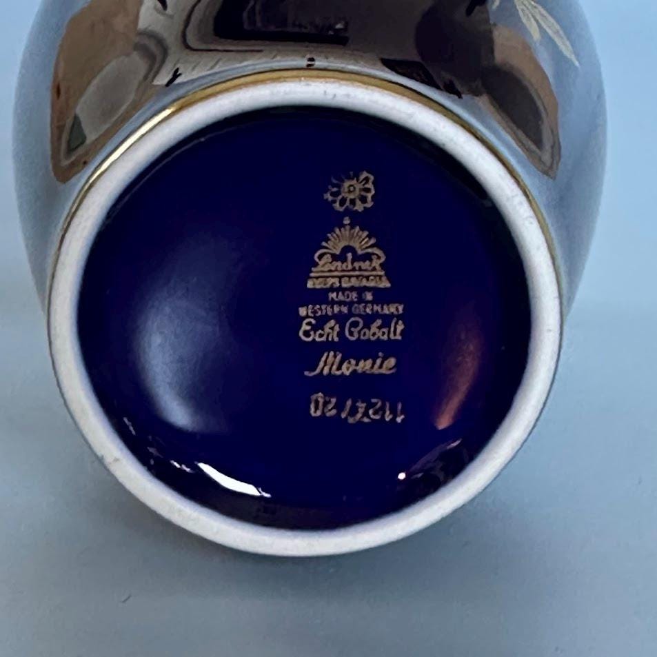 Vintage Lindner Echt Cobalt Vase | Gold Floral Porcelain From