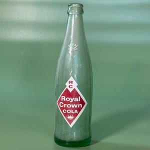 Vintage RC Royal Crown Cola Bottle – 10 oz Embossed Crown Logo – Mid-Century Soda Bottle Collectible