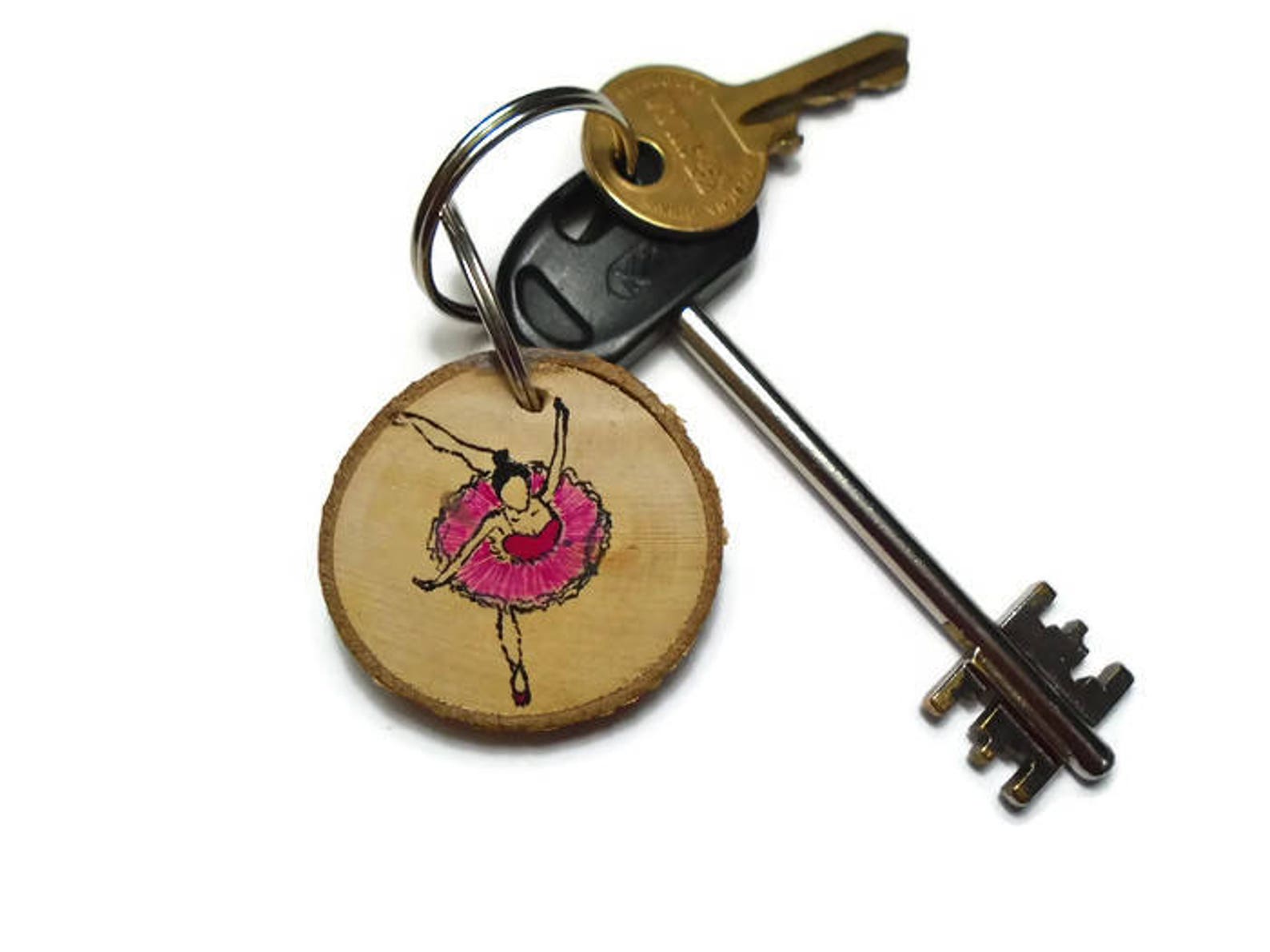 ballet dancer keychain - ballerina gift - wooden ballet dancer - ballet love - dancer gift - ballet shoes - ballet slippers - po