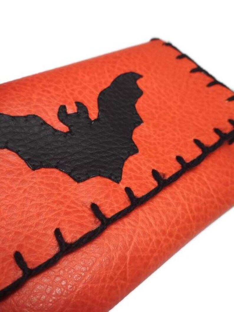 Halloween Mini Clutch Purse Halloween Pouch Halloween Wallet Bat Lovers Gift Gift For Her Halloween Accessories Bat pouch Bag image 3
