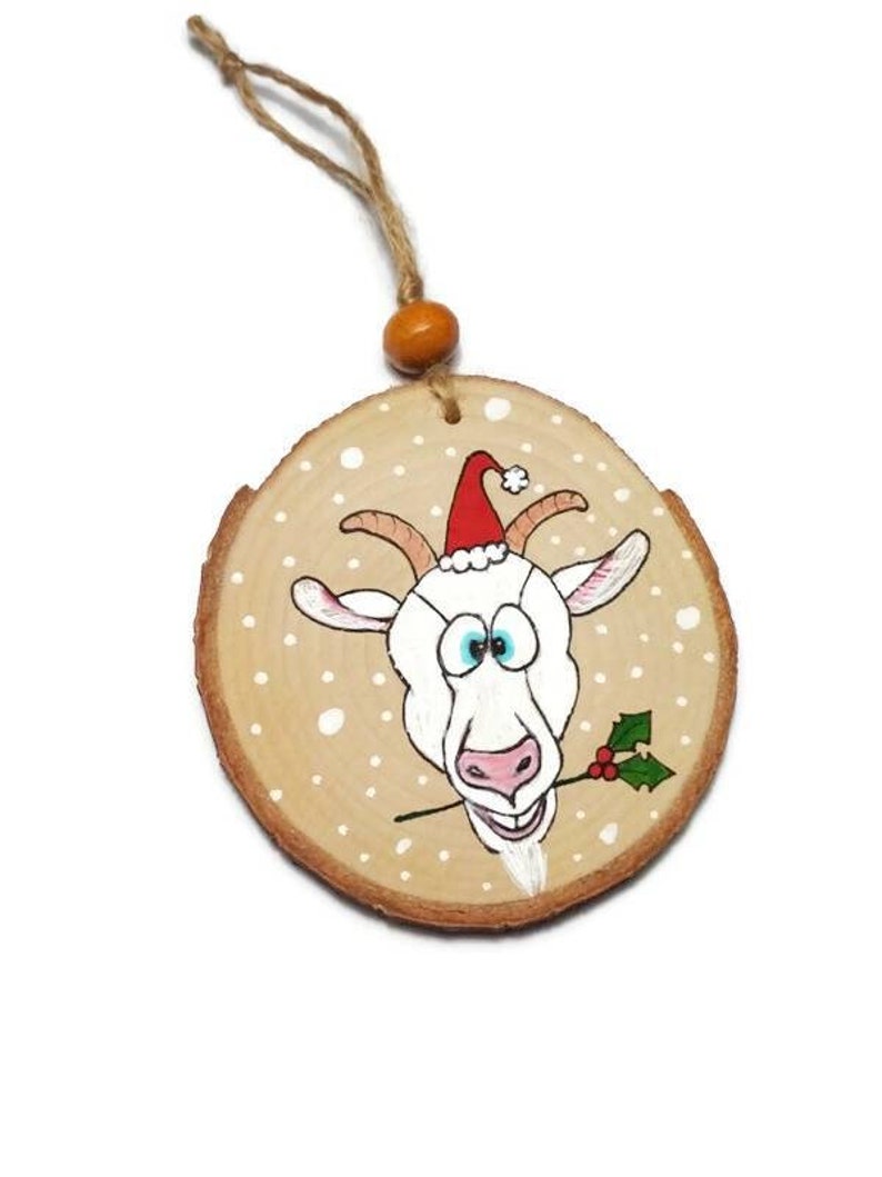 Farm Animals Ornaments Cow, Pig, Goat, Sheep Farm Decoration Funny Animals Wooden Christmas Animals Ornament Rustic Xmas Ornaments White Goat