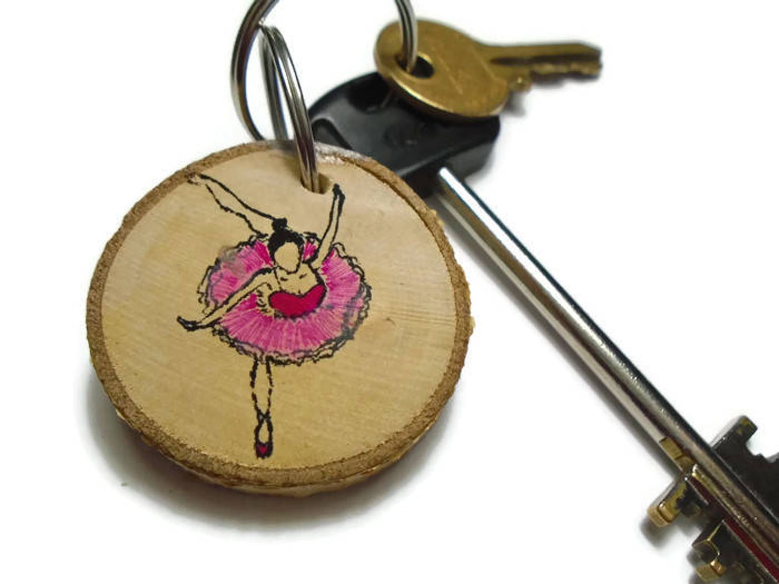 ballet dancer keychain - ballerina gift - wooden ballet dancer - ballet love - dancer gift - ballet shoes - ballet slippers - po