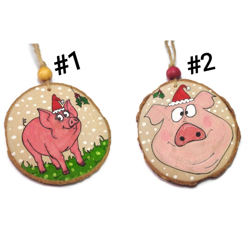 Farm Animals Ornaments Cow, Pig, Goat, Sheep Farm Decoration Funny Animals Wooden Christmas Animals Ornament Rustic Xmas Ornaments Pig 2