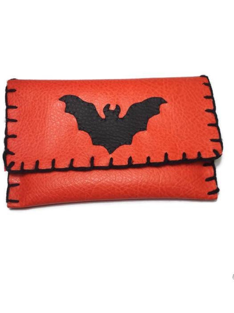 Halloween Mini Clutch Purse Halloween Pouch Halloween Wallet Bat Lovers Gift Gift For Her Halloween Accessories Bat pouch Bag image 1