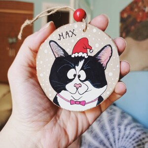 Custom Cat Ornament Personalized Cat Ornament Cat Portrait Personalized Pet Pet Name Cat Name Personalized Cat Decor Cat Lovers image 1