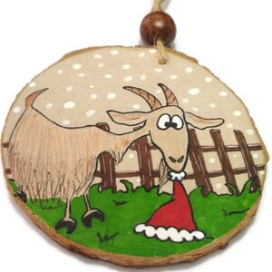 Farm Animals Ornaments Cow, Pig, Goat, Sheep Farm Decoration Funny Animals Wooden Christmas Animals Ornament Rustic Xmas Ornaments Brown Goat