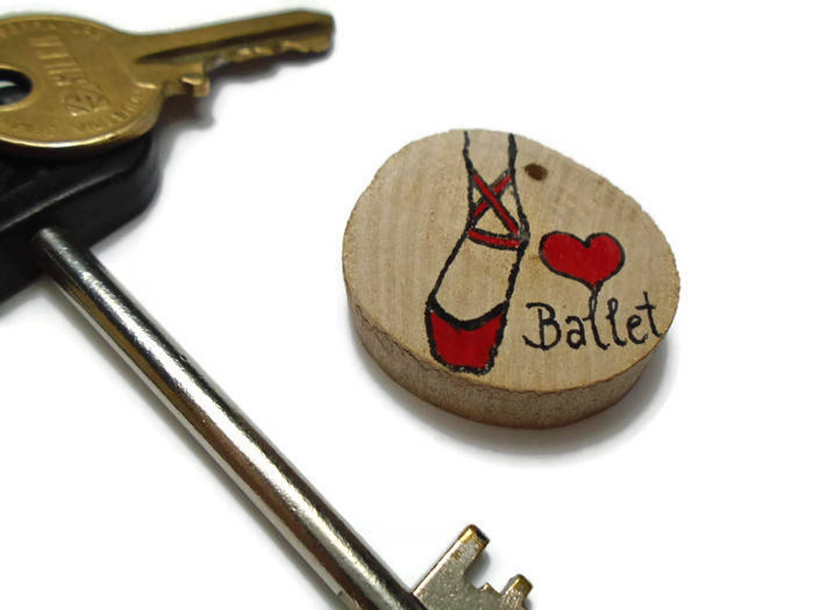 ballet dancer keychain - ballerina gift - wooden ballet dancer - ballet love - dancer gift - ballet shoes - ballet slippers - po