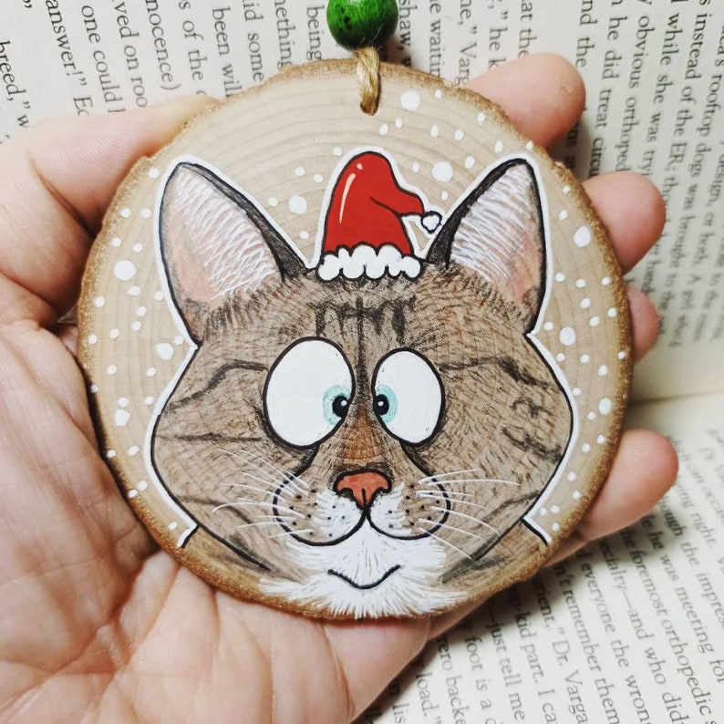 Custom Cat Ornament Personalized Cat Ornament Cat Portrait Personalized Pet Pet Name Cat Name Personalized Cat Decor Cat Lovers image 3