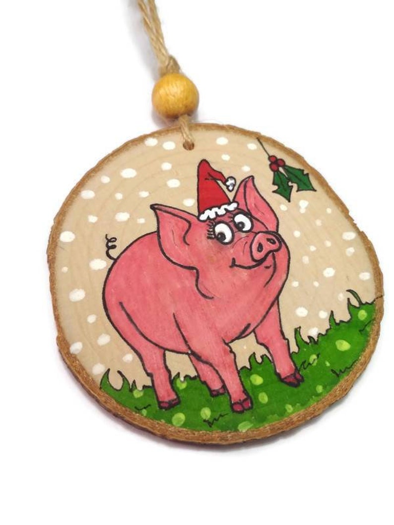 Farm Animals Ornaments Cow, Pig, Goat, Sheep Farm Decoration Funny Animals Wooden Christmas Animals Ornament Rustic Xmas Ornaments Pig 1