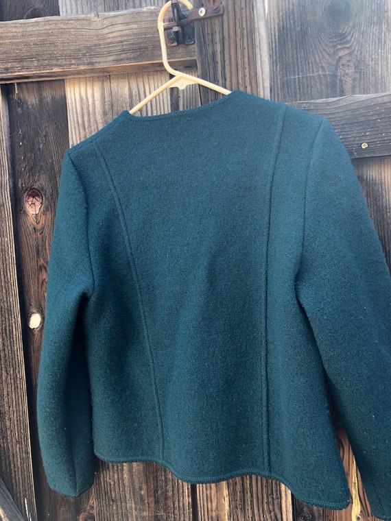 vintage wool cardigan sweater jacket green wool e… - image 8