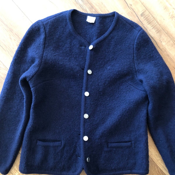 Brooks Brothers wool jacket cardigan vintage boiled wool coat blazer navy blue cardigan jacket button-up size 12 wool coat cardigan blazer