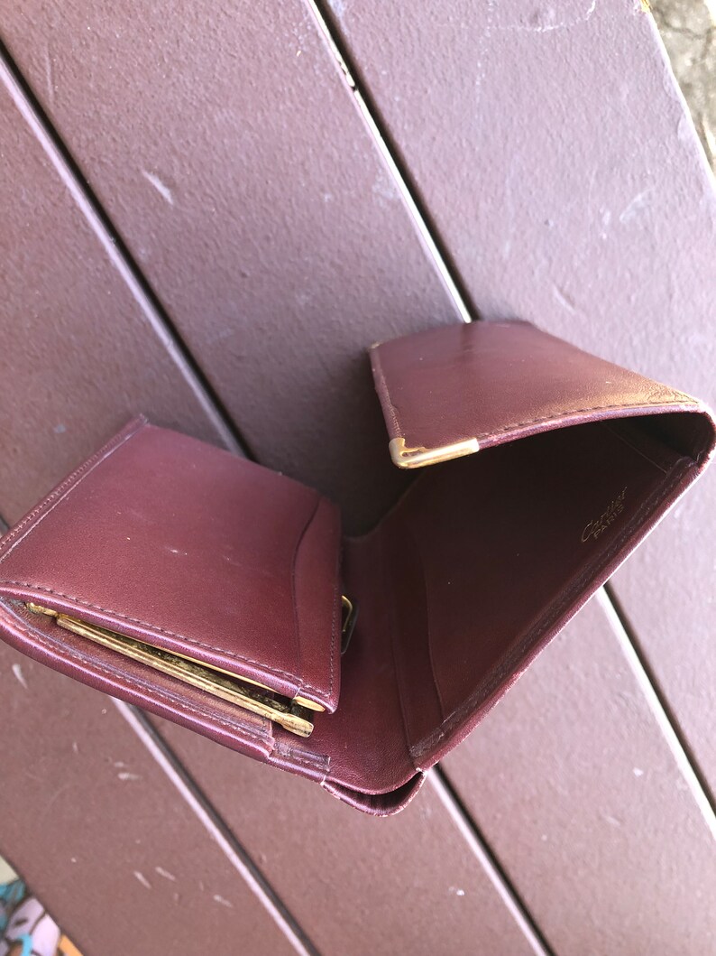 Cartier vintage wallet burgundy leather kisslock wallet made in Spain Cartier vintage accessory wallet image 8