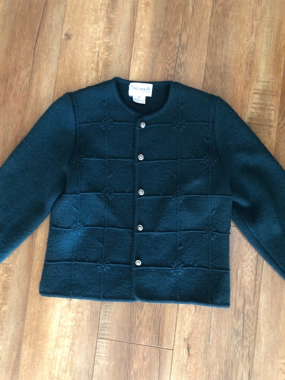 vintage wool cardigan sweater jacket green wool e… - image 1