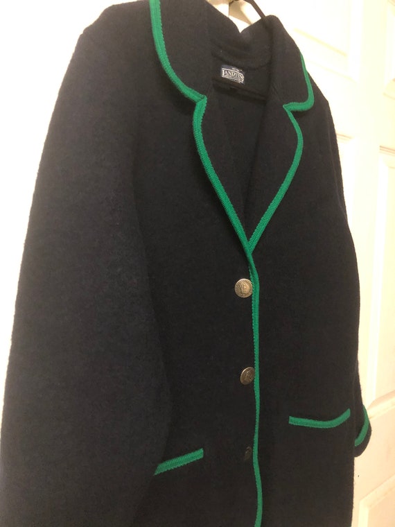 boiled wool jacket cardigan navy blue Austrian woo