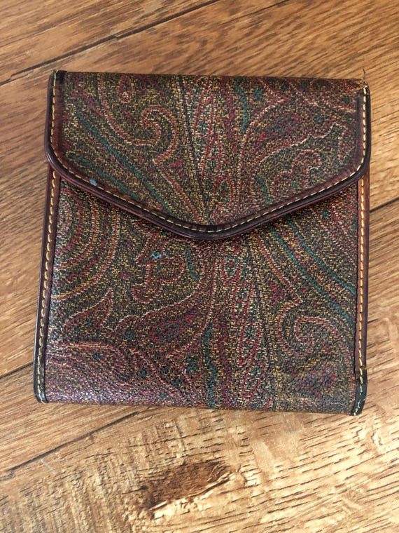 【関税&送料込】Etro Paisley Print Wallet ETRO Vintage Paisley canvas coated leather Clutch wallet