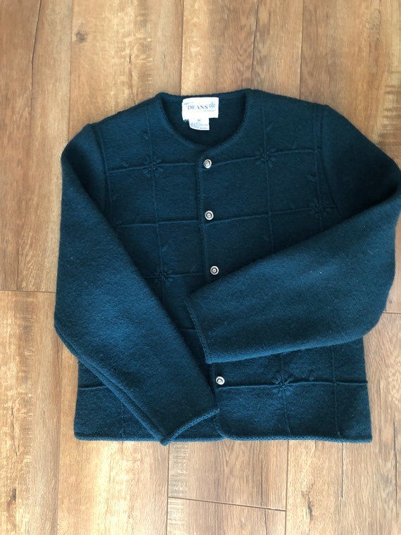 vintage wool cardigan sweater jacket green wool e… - image 2