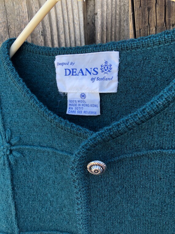 vintage wool cardigan sweater jacket green wool e… - image 3