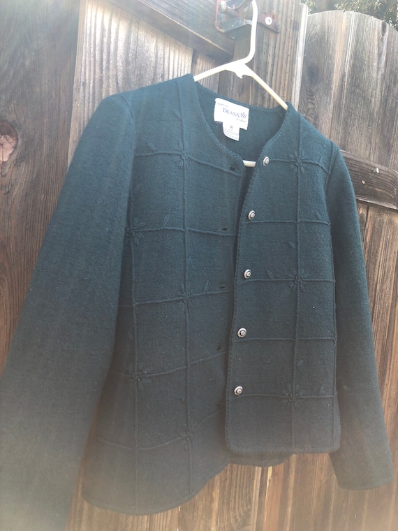 vintage wool cardigan sweater jacket green wool e… - image 6