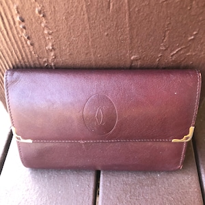 Cartier vintage wallet burgundy leather kisslock wallet made in Spain Cartier vintage accessory wallet