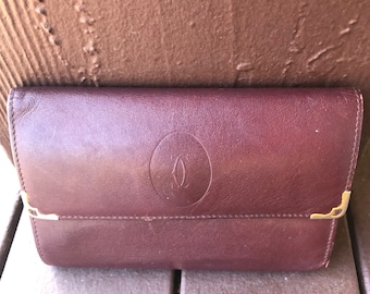 Cartier vintage wallet burgundy leather kisslock wallet made in Spain Cartier vintage accessory wallet