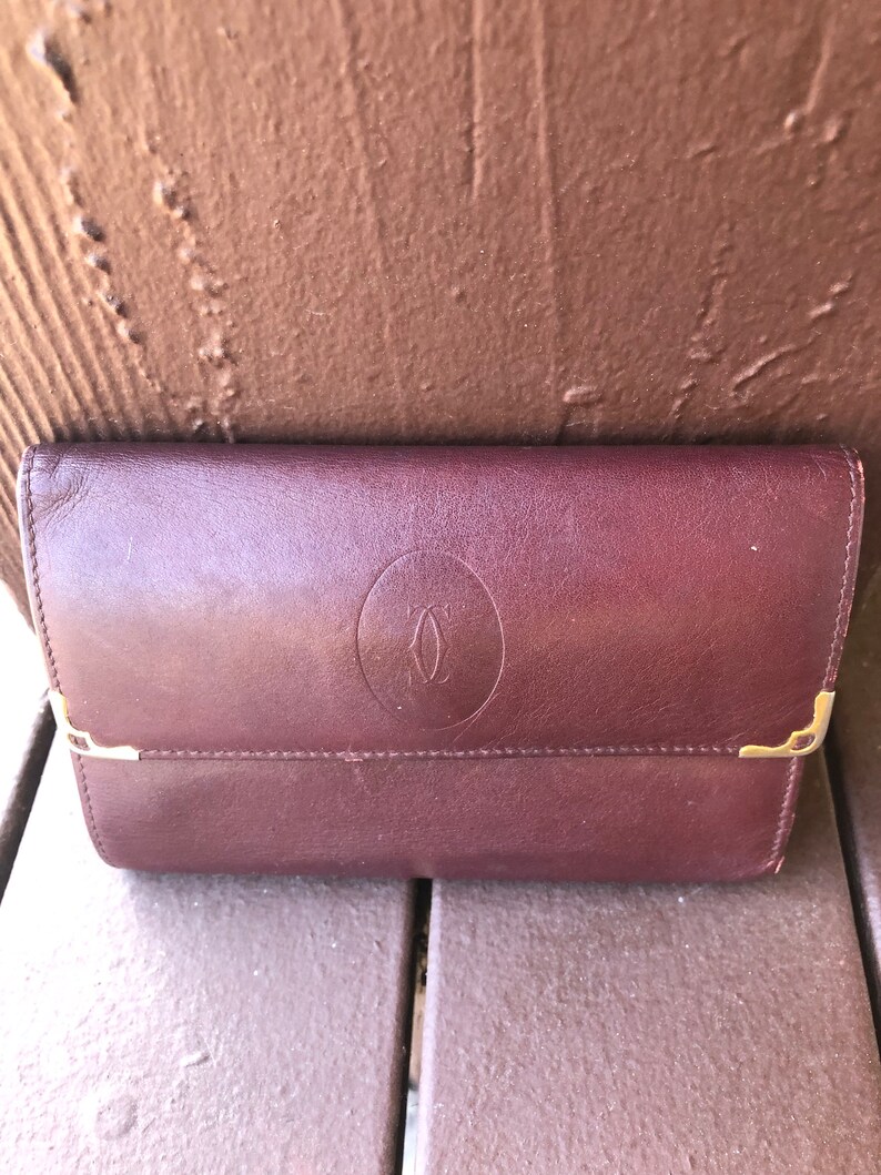 Cartier vintage wallet burgundy leather kisslock wallet made in Spain Cartier vintage accessory wallet image 1