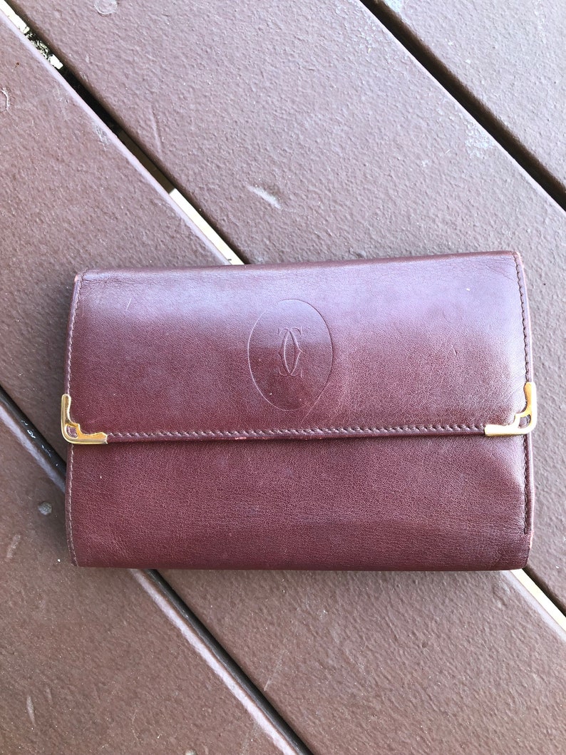 Cartier vintage wallet burgundy leather kisslock wallet made in Spain Cartier vintage accessory wallet image 10