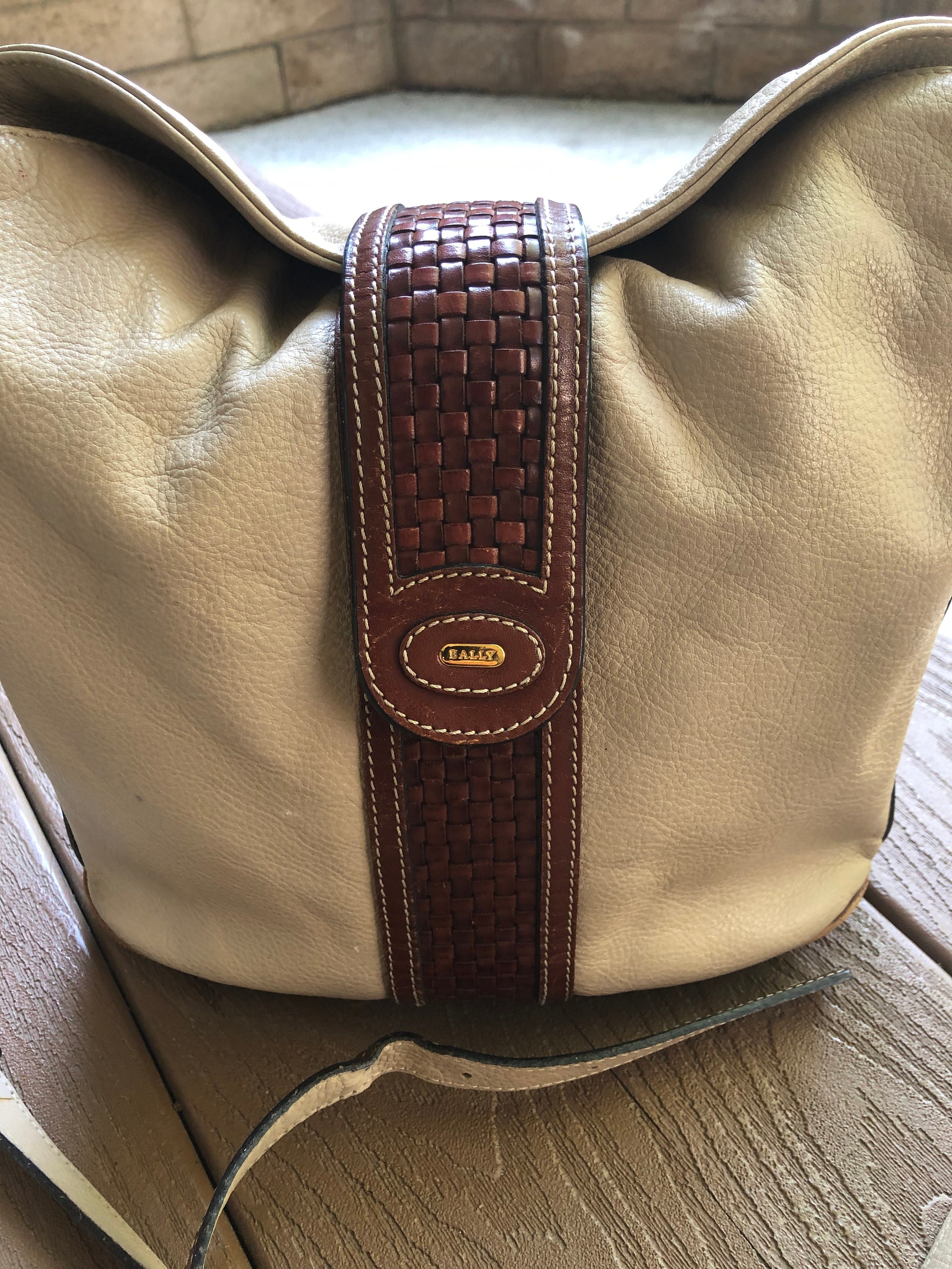 バッグ vintage made in ITALY BALLY leather bag Italy Leather Vintage Bag Bally Bag Shoulder Bag Woven