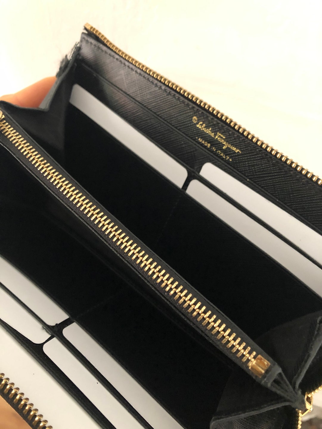 Salvatore Faragamo Wallet Black Leather Long Wallet Zip Wallet - Etsy