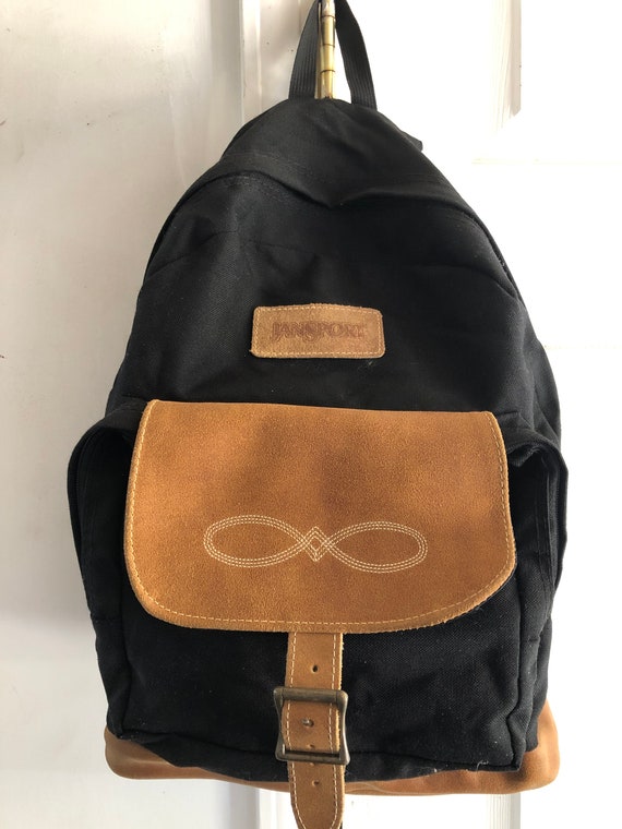 vintage backpack Jansport bag canvas nylon leather