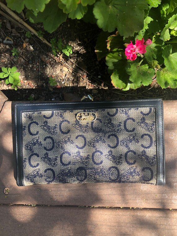 Celine Vintage Kisslock Made in Italy Celine Wallet Blue