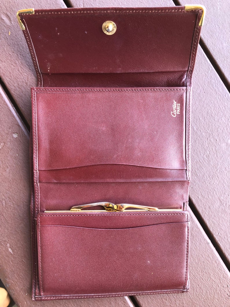 Cartier vintage wallet burgundy leather kisslock wallet made in Spain Cartier vintage accessory wallet image 4