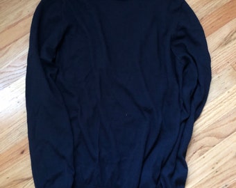 Italy cashmere sweater Saks Fifth Ave cashmere pullover sweater top navy women men made in Italy cashmere sweater top large round-neck