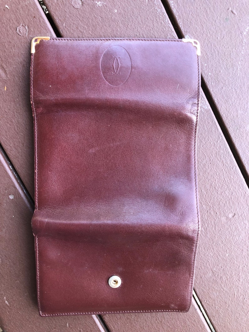 Cartier vintage wallet burgundy leather kisslock wallet made in Spain Cartier vintage accessory wallet image 5
