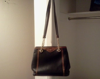 leather shoulder bag bucket shoulder bag Bally vintage shoulder bag double strapped bucket bag