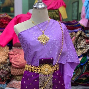 Traditional Thai Khmer dress, Thai wedding dress, Thai-lao dress, Thai dress, Lao sarong, Lao clothing,