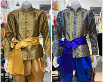 Asian Shirt for Men Khmer Clothes Khmer Dress Thai lao Dress thai Dress Lao Sarong Lao Clothing Etsy