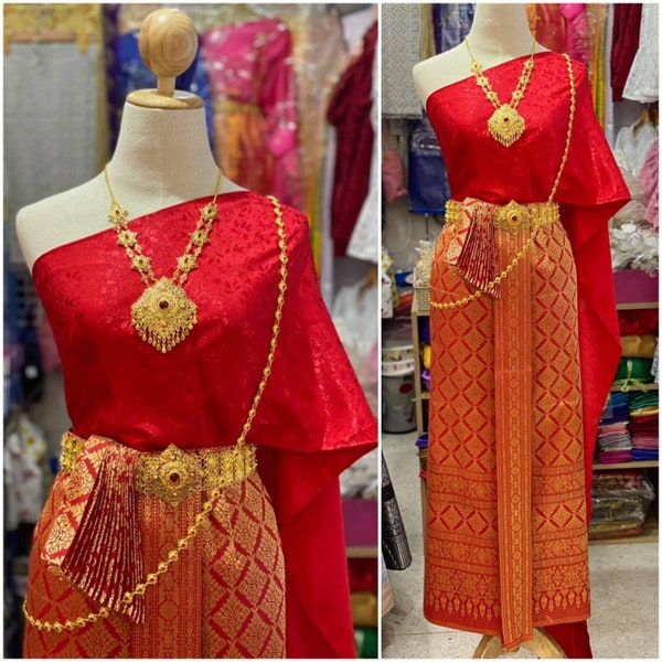 Traditional Thai dress, Thai Lao Khmer wedding dress, Thai-lao dress, Thai dress, Lao sarong, Lao clothing,