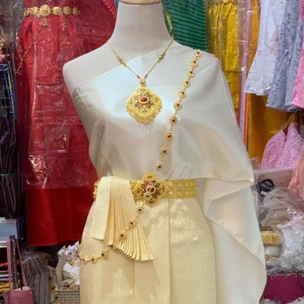 Robe traditionnelle thaïlandaise, robe de mariée thaïlandaise, robe thaï-lao, robe thaïlandaise, sarong lao, vêtements lao,