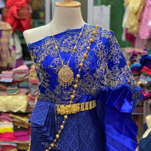 Vestido tradicional tailandés, vestido de novia tailandés, vestido khmer, vestido tailandés-lao, vestido tailandés, sarong lao, ropa lao,