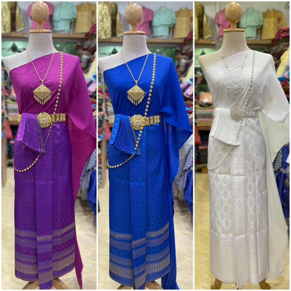 Traditional Thai dress, Thai Lao Khmer wedding dress, Thai-lao dress, Thai dress, Lao sarong, Lao clothing,